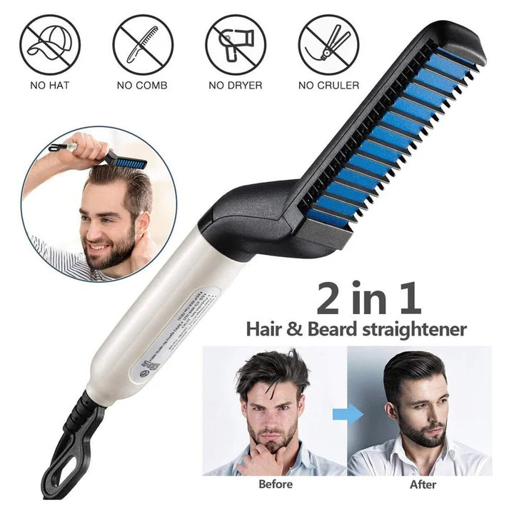 Electric Hair Straightener Brush,Men Quick Beard Straightener Styler Comb