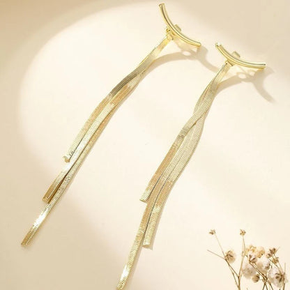 tassel ear ring with female long snak bone chain eaarrings