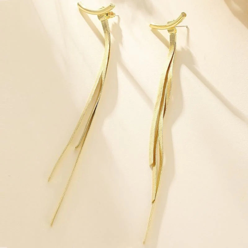 tassel ear ring with female long snak bone chain eaarrings