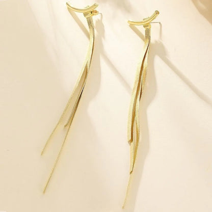 tassel ear ring with female long snak bone chain eaarrings