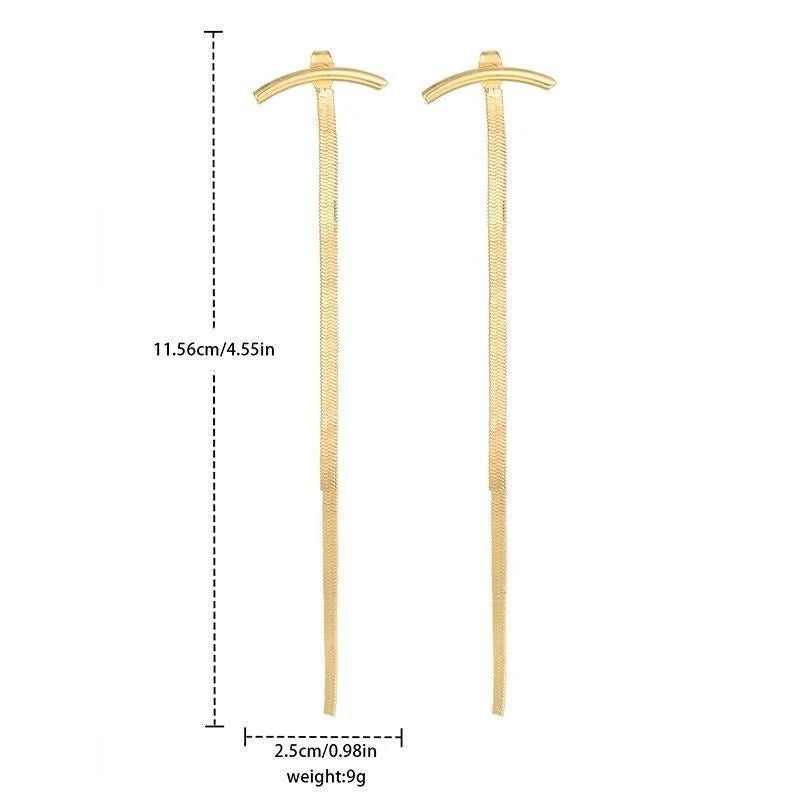 tassel ear ring with female long snak bone chain eaarrings